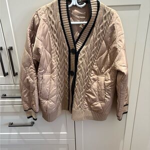 Women's Tan Quilted Cardigan Jacket